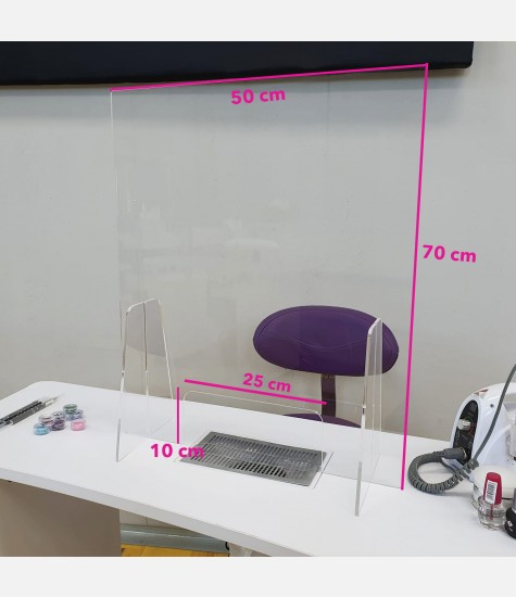 Divisorio in plexiglass barriera protettiva coronavirus parasputi trasparente solido stabile spessore 4 mm varie misure per estetista centro estetico nail art onicotecnica 