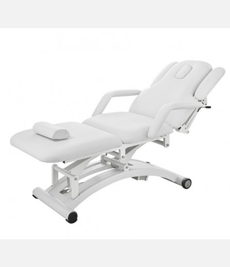 LETTINO OSTEOPATIA FISIOTERAPIA PROFESSIONALE ELETTRICO 3 MOTORI - DOPPIO SISTEMA DI BRACCIOLI - FORO FACCIALE E CUSCINO POSTURALE ADDIZIONALE. TELAIO METALLICO A FORMA DI SEMISFERA CON RUOTE