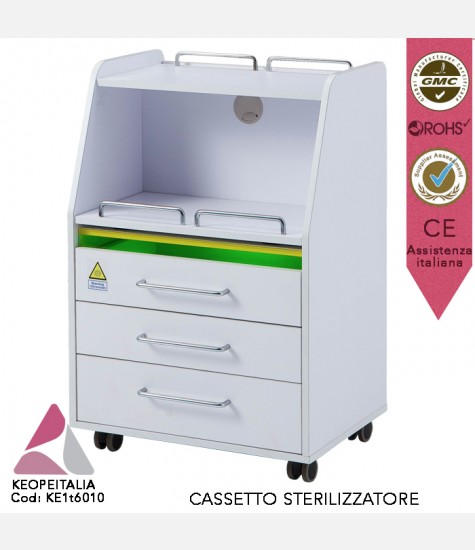 CARRELLO PORTATTREZZI KEOPALIA NIETDA BIANCO CON RUOTE 3 CASSETTI UV STERILIZZATORE E RIPIANO ESTRAIBILE KE-1T6010 PER PARRUCCHIERE BARBIERE ESTETISTA CENTRO ESTETICO SPA