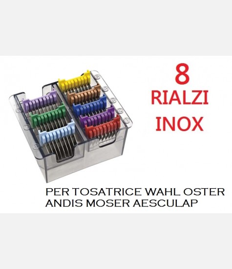 RIALZI 8 PZ IN ACCIAIO INOX WAHL PER TOSATRICI WAHL , OSTER , ANDIS ,MOSER , AESCULAP , GEIB