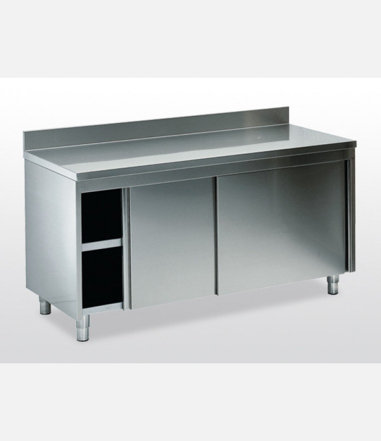 Tavolo Armadiato In Acciaio Inox Aisi 304 Scotch Brite