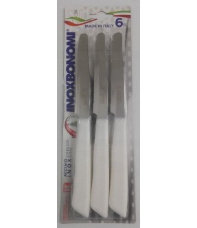 6 COLTELLI DA TAVOLA A SEGA BIANCO INOX BONOMI MADE IN ITALY 