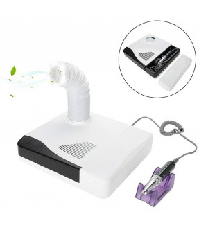 ASPIRATORE UNGHIE PROFESSIONALE DA TAVOLO 60W 2 IN 1 CON 6 LED 2 PUNTI ASPIRAZIONE E FRESA 35000 GIRI 65W PER ESTETISTA NAIL ART RICOSTRUZIONE CENTRO ESTETICO 