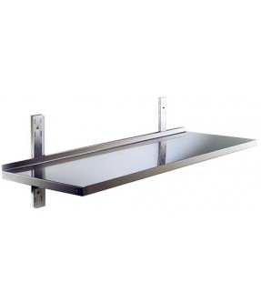 MENSOLA A MURO LISCIA CON SUPPORTI PER FISSAGGIO IN ACCIAIO INOX AISI 304 SCOTCH-BRITE ANTICORROSIONE 120X30 H4