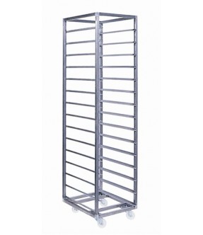 CARRELLO PORTATEGLIE APERTO DA 20 TEGLIE IN ACCIAIO INOX AISI 304 SCOTCH-BRITE ANTICORROSIONE 50X40 H175