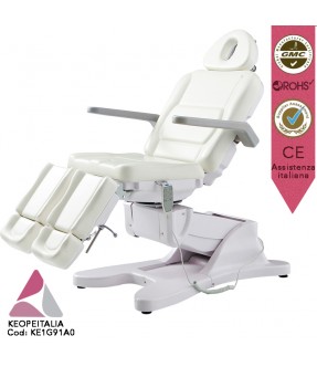 POLTRONA ELETTRICA 3 MOTORI KEOPE JUSY CON FORO VISO E CUSCINO COPRI FORO TELECOMANDO GAMABALI SEPARATI REGOLAZIONE ELETTRICA INCLINAZIONE SCHIENALE SEDUTA ALTEZZA GAMBALI KE-1G91A0 PER ESTETISTA TRUCCO CENTRI ESTETICI SPA MASSAGGITORI FISEOTERAPISTI TRAT