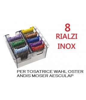 RIALZI 8 PZ IN ACCIAIO INOX WAHL PER TOSATRICI WAHL , OSTER , ANDIS ,MOSER , AESCULAP , GEIB