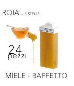 CERA EPILAZIONE ROIAL LIPOSOLUBILE RULLO STRETTO VISO BAFFETTO 100 ML MIELE 24 PZ