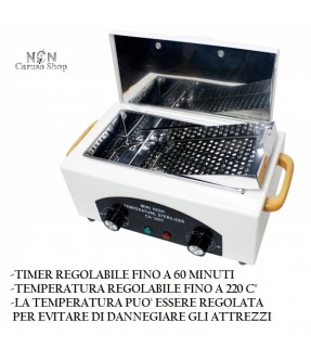 STERILIZZATORE A SECCO PROFESSIONALE 300 W 50-220 GRADI 0-60 MIN PER ESTETISTA CENTRO ESTETICO SPA BARBIERE PARRUCCHIERE