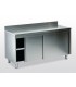 TAVOLO ARMADIATO IN ACCIAIO INOX AISI 304 SCOTCH-BRITE ANTICORROSIONE CON RIPIANO ED ALZATINA 1000X600 H850